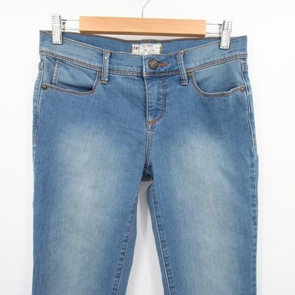 Free People Jeans Blue Skinny Jean Light Wash Distressed Denim Stretchy Size 26 - Picture 2 of 12